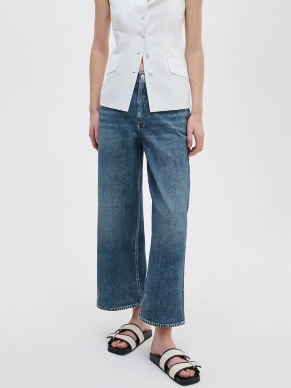 rag & bone Andi High Rise Wide Leg Jeans Corso Button Fly Size 25